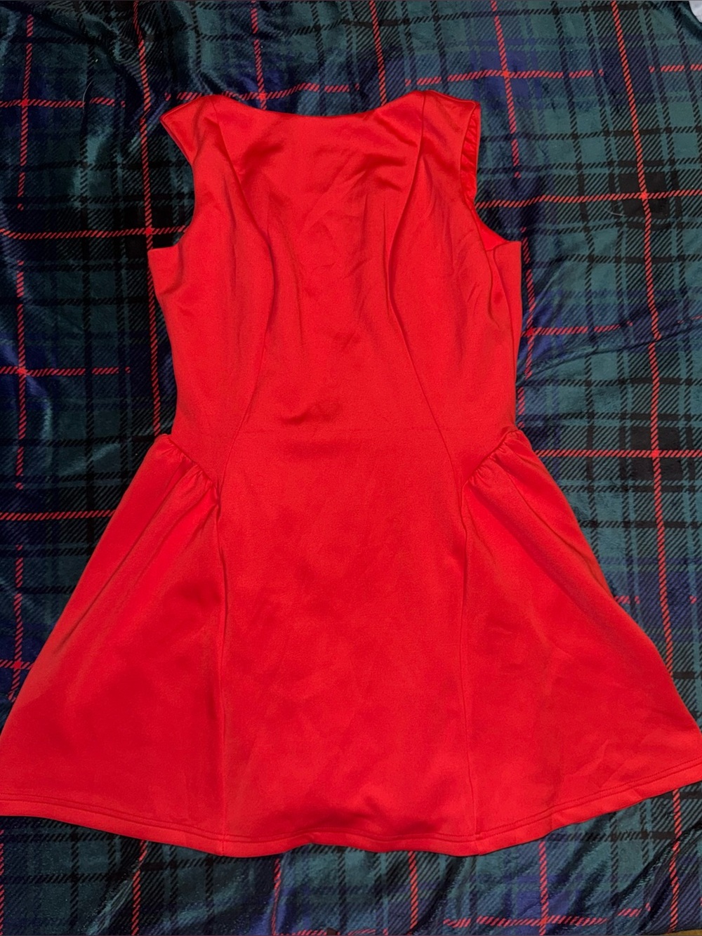 OYS Red Sleeveless Flared Mini Dress
